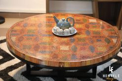 Lucky Coins Colored Pencil Coffee Table with a kettle